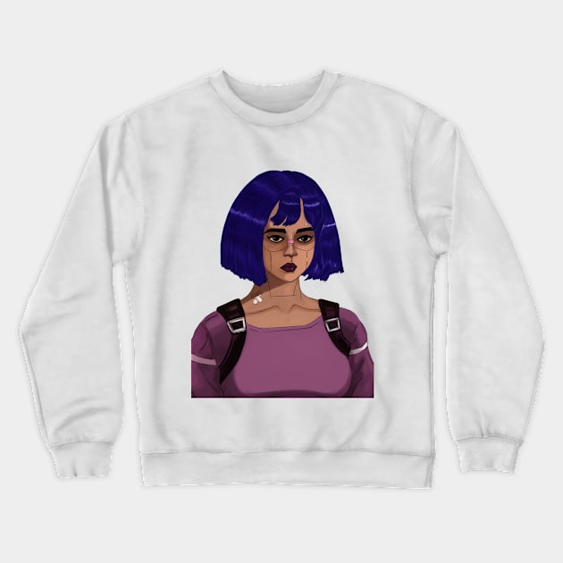 Cute Cyber Retro Girl Crewneck Sweatshirt by The Alien Boy Art